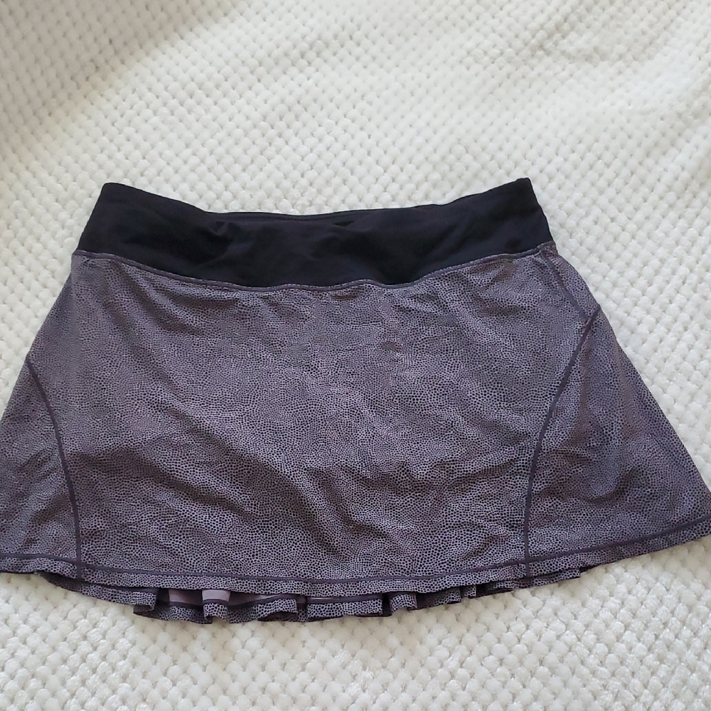 lululemon athletica Black Waistband Purple Dot-Print Skater Skirt